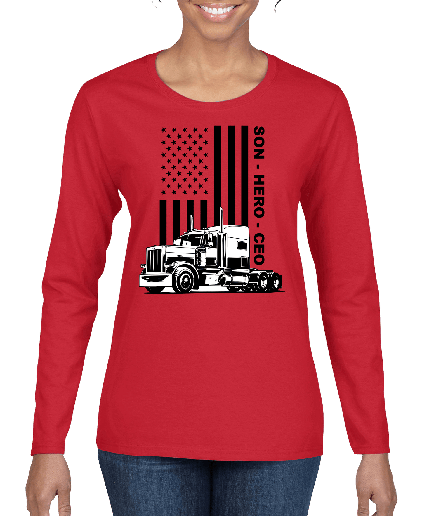 USA Trucker, Son, Hero, CEO Women's Long Sleeve Shirt