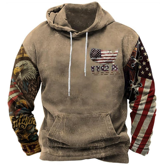 ZOCAVIA American Flag Hoodies for Men Eagle UAS Flag Western Ethnic Hooded Pullover Tops Boys Fashion Hoodies & Sweatshirts Casual Long Sleeve Drawstring Hoodies for Boys with Pockets-XL