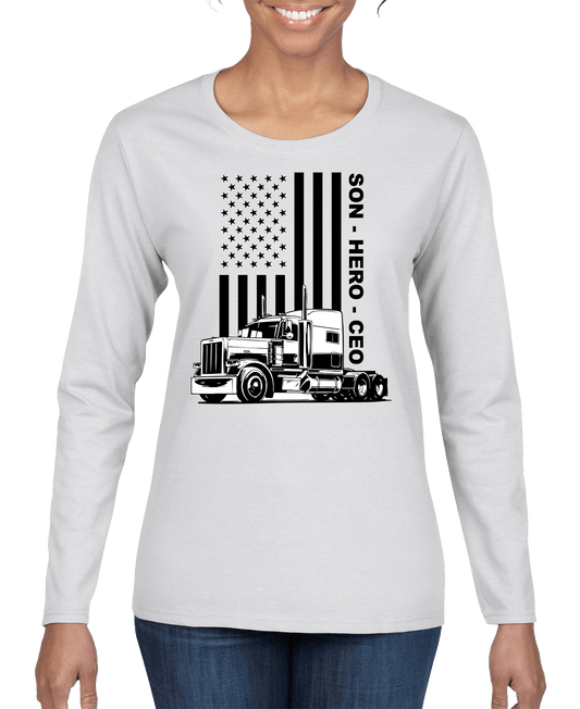 USA Trucker, Son, Hero, CEO Women's Long Sleeve Shirt