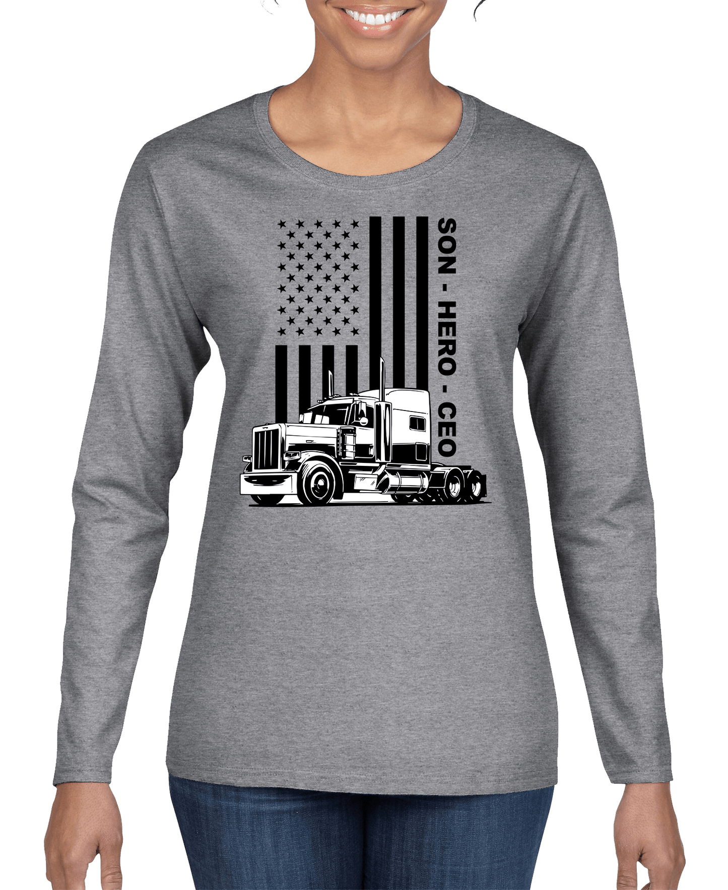 USA Trucker, Son, Hero, CEO Women's Long Sleeve Shirt